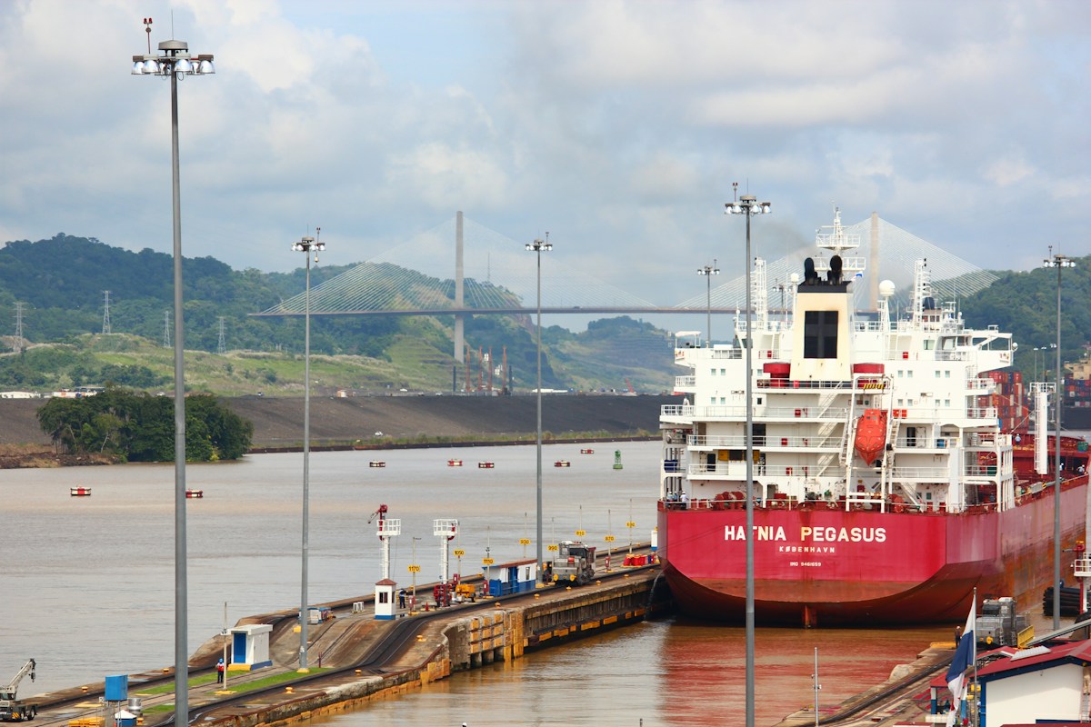 Ship in transit in Panama